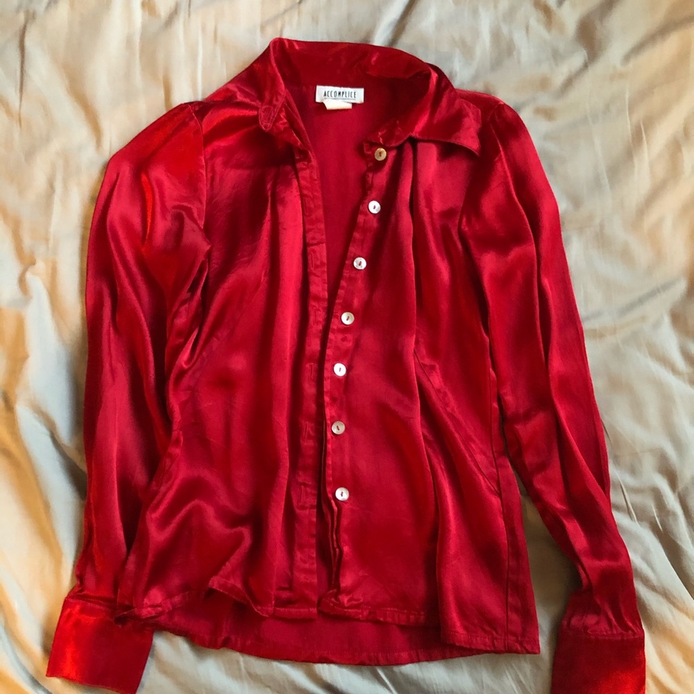 Accomplice Satin Button-Up - Picture 2 of 4